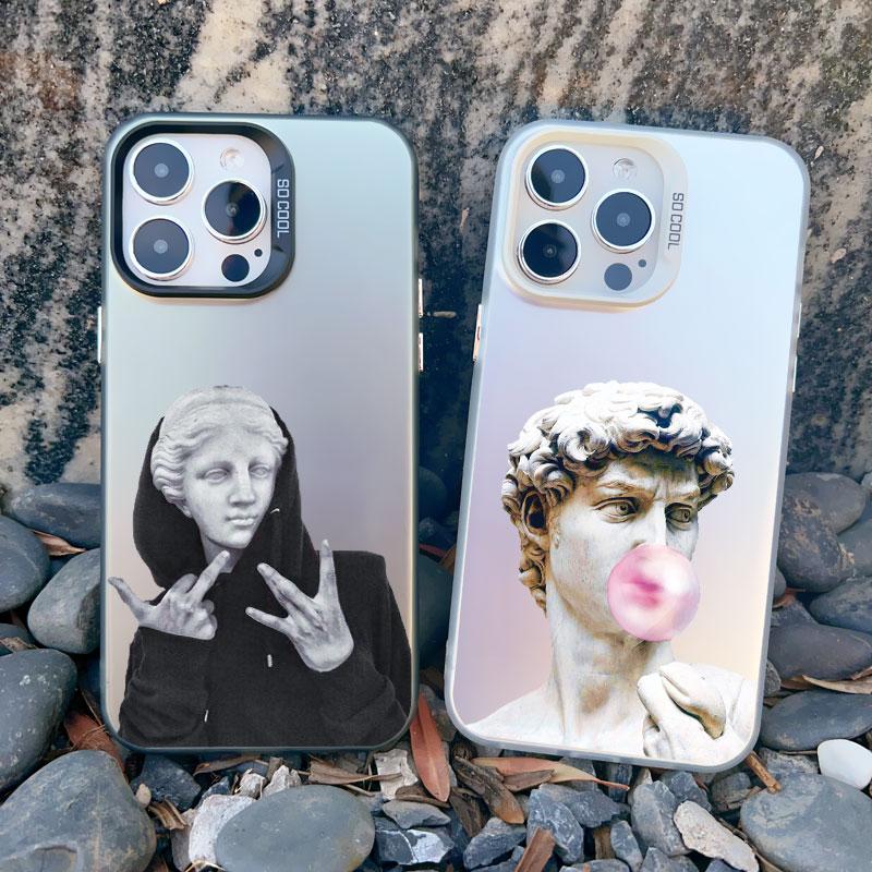 Art Aesthetic David Mona Lisa Phone Case For iPhone 16 15 14 13 Pro Max Mini 15 14 Plus 12 11 Pro Max Shockproof Laser Cover