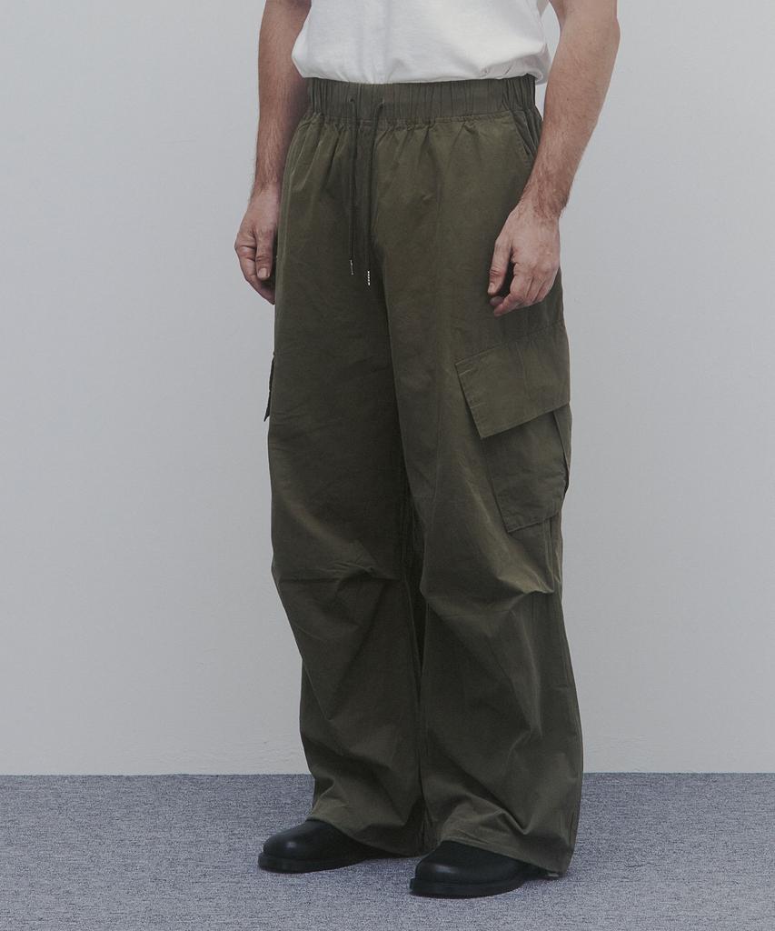 ANDAGAIN Winter Cotton Wide Cargo Pants (Khaki