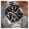 Casio EDIFICE Simple Fashion Casual Quartz Movement Stainless Steel Strap Japanese and Korean Watch Men's Watch Black Dial EFV-570D-1AVUEF