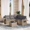Vidaxl 6-Cz. Garden Furniture Set With Cushions, Beige, Poly Rattan