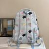 Fresh, Sweet and Cute Two-dimensional Plaid Backpack for Junior High School Students, Contrasting Colors, Large-capacity Backpack.