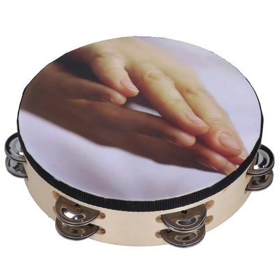 8 Zoll Handglocke Tamburin Klatschtrommel Reihe Schellen Doppelschicht Perkussionsinstrument Betmuster
