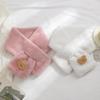 Elegant Faux Rabbit Fur Winter Warm Neck Warmer Cross Scarf Solid Color Neckerchief For Women Cute Little Bear Plush Scarf
