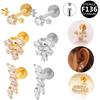 European & American F136 Titanium Zircon Heart & Lightning Lip/Ear Stud