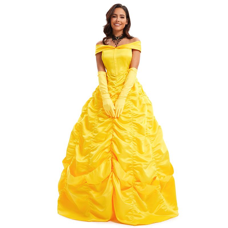 Beautiful Woman and Beast Belle Princess Dress Cosplay Long Dress Suit Women