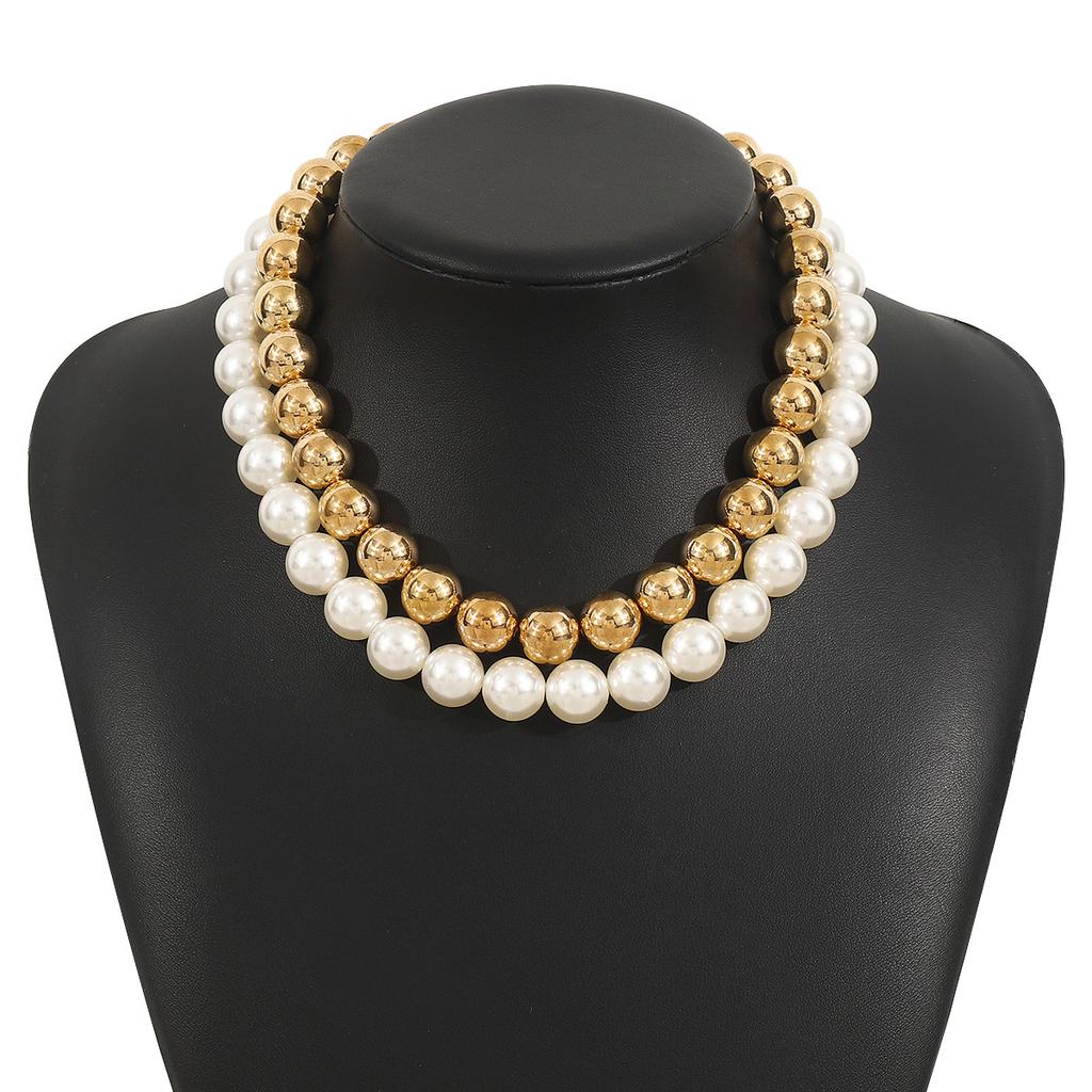 Women European Fashion Short Beaded Necklace Choker Personality Punk Temperament Pearl Clavicle Necklace For Women