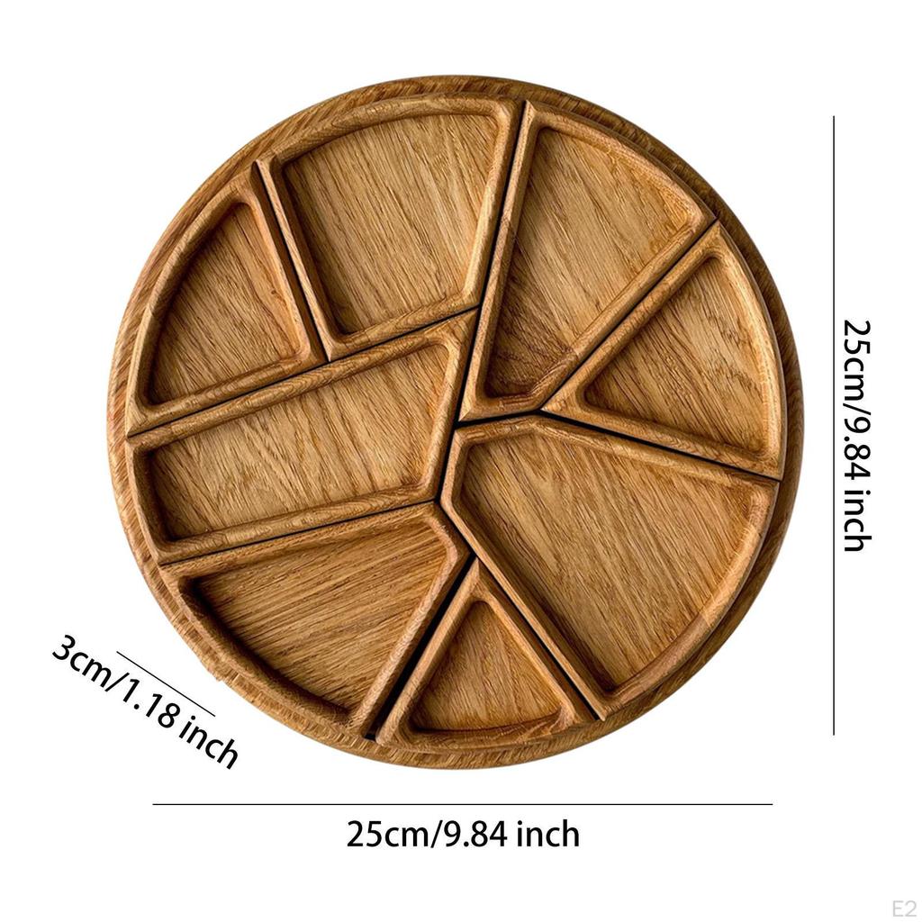 Wood Serving Tray Platter with Compartments,Chip Round for Party Appetizers Dessert