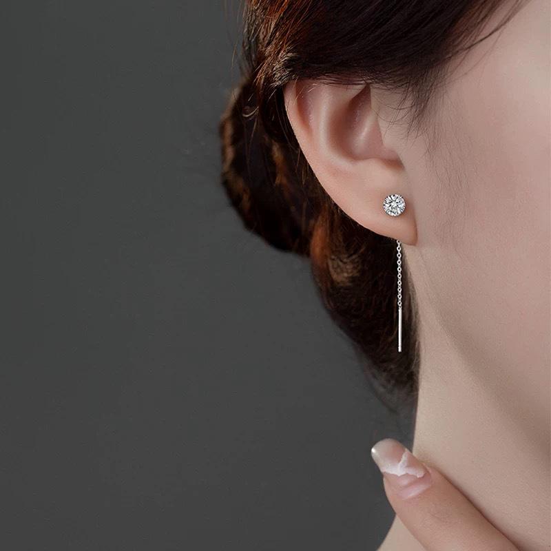 Beixi S925 Silver Zircon Tassel Earrings: Elegant Niche Design for Women 925 Silver