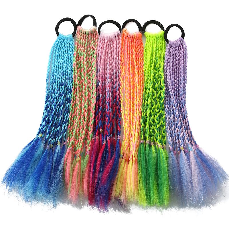 Children'S Wig Ponytail Dirty Braid Ponytail Hair Loop Short Three Braid Ponytai