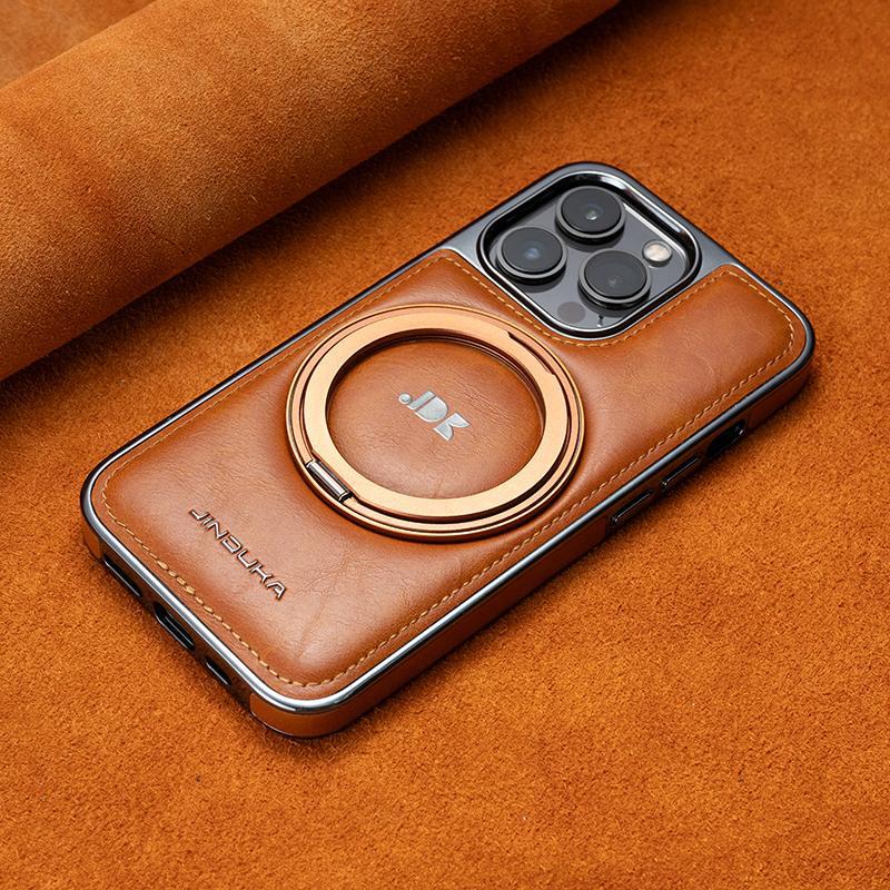 Suitable for Apple 15promax Phone Case Rotating Stand Magnetic Attraction IPhone14 Full Cover 13 Anti-drop Leather Case
