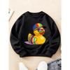 Children's Round Neck Sweatshirt, Fashionable Long Sleeve with Rainbow Fashion Glasses Little Yellow Duck Cool and Unique Cartoon Print