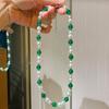 Classic Ladies Necklace Natural Freshwater White Pearl with Jade Necklace Shiny Zircon Round Pearl Short Necklace