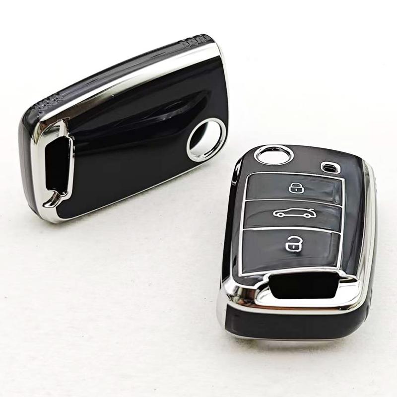 1pc TPU Car Key Case Cover Bag Keychain Protector For Volkswagen VW Polo Golf7 MK7 Tiguan for Skoda Octavia Kodiaq Karoq