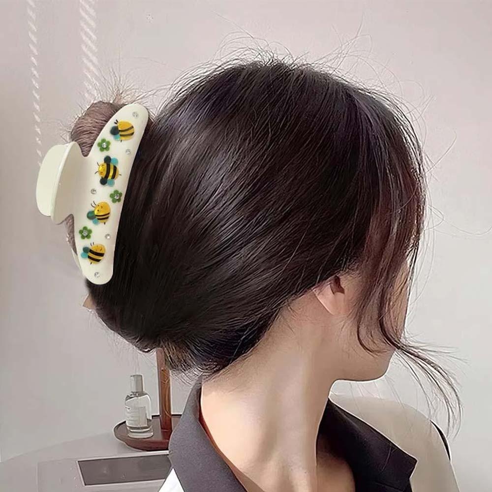 Koreański Styl Spinka do Włosów z Cyrkoniami Kwiatowa Akrylowa Spinka do Włosów Damska Klips Rekinowy Podróżna