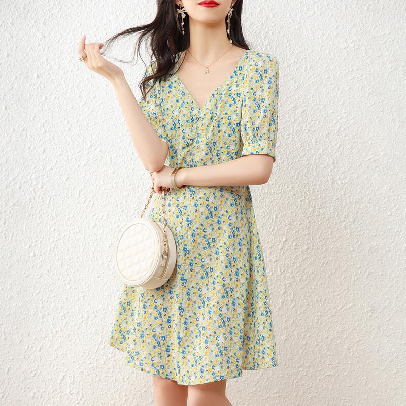 Srcr Floral Print V-Neck Chiffon Midi Dress M