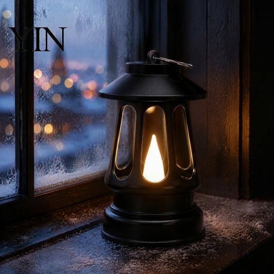 Battery Operated Lantern Retro LED Lantern, Realistic Flame Decorative Table Lamp, Cozy Indoor Hanging Light for Bedroom Garden Patio Decoration