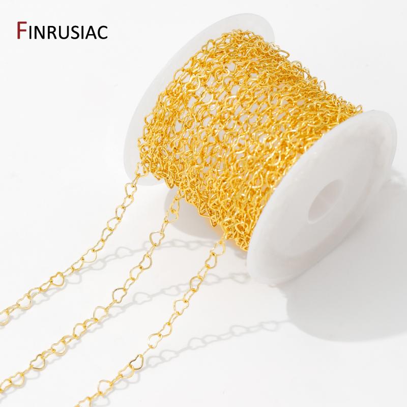 14/18K Vergoldetes Messing Liebesherz Form Kettengliederkette Für Schmuckherstellung, DIY Handgemachtes Armband Halskette Herstellung Zubehör