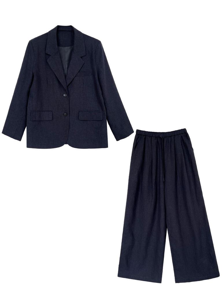 LUXI Women's Autumn Tencel Linen Blazer & Pants Set