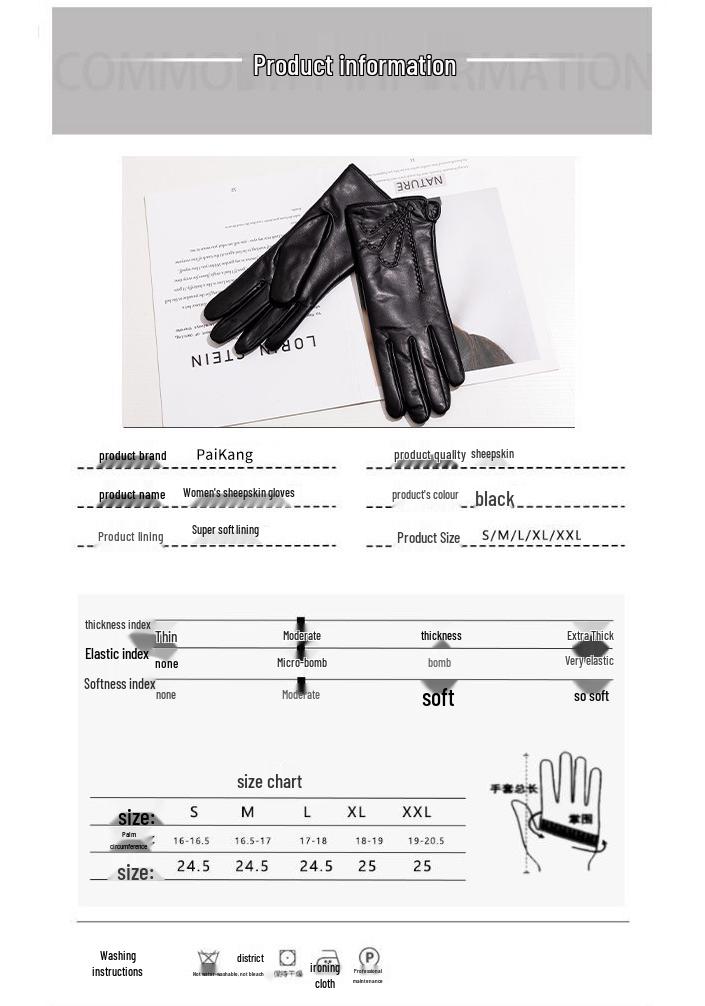 Women's Genuine Leather Winter Warm Gloves for Outdoor Sports, Thickened Matching Apparel Gloves