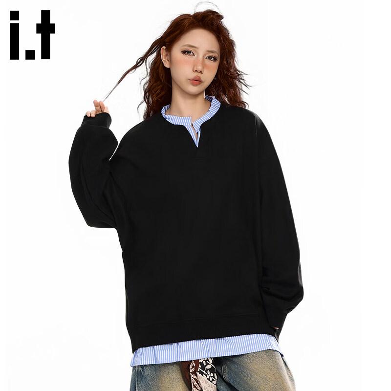 CHOCOOLATE Faux Two-Piece Long Sleeve Sweatshirt L