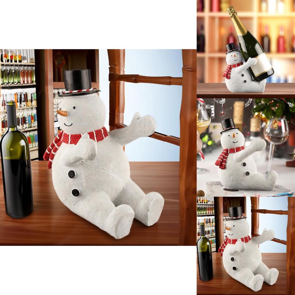 Kreatives nordisches Weihnachts-Schneemann- und Bären-Harz-Weinregal-Dekoration für Wohnzimmer und Esstisch Harz)