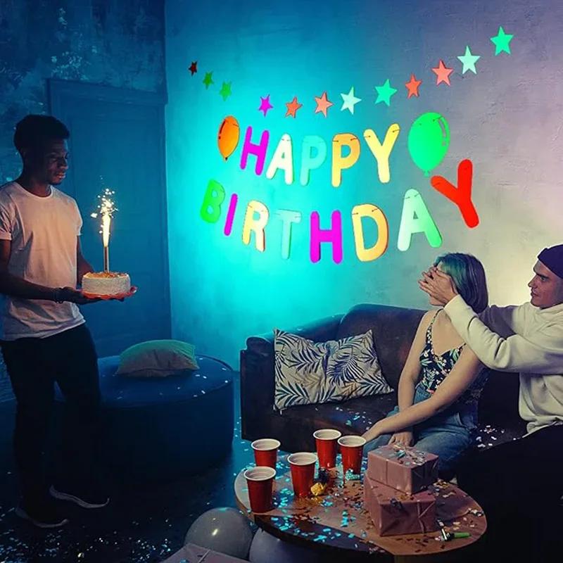 Fluorescent Paper Banner Party Decoration Fluorescent Hanging Ornaments Star Circle Confetti for Birthday Decor Supplies