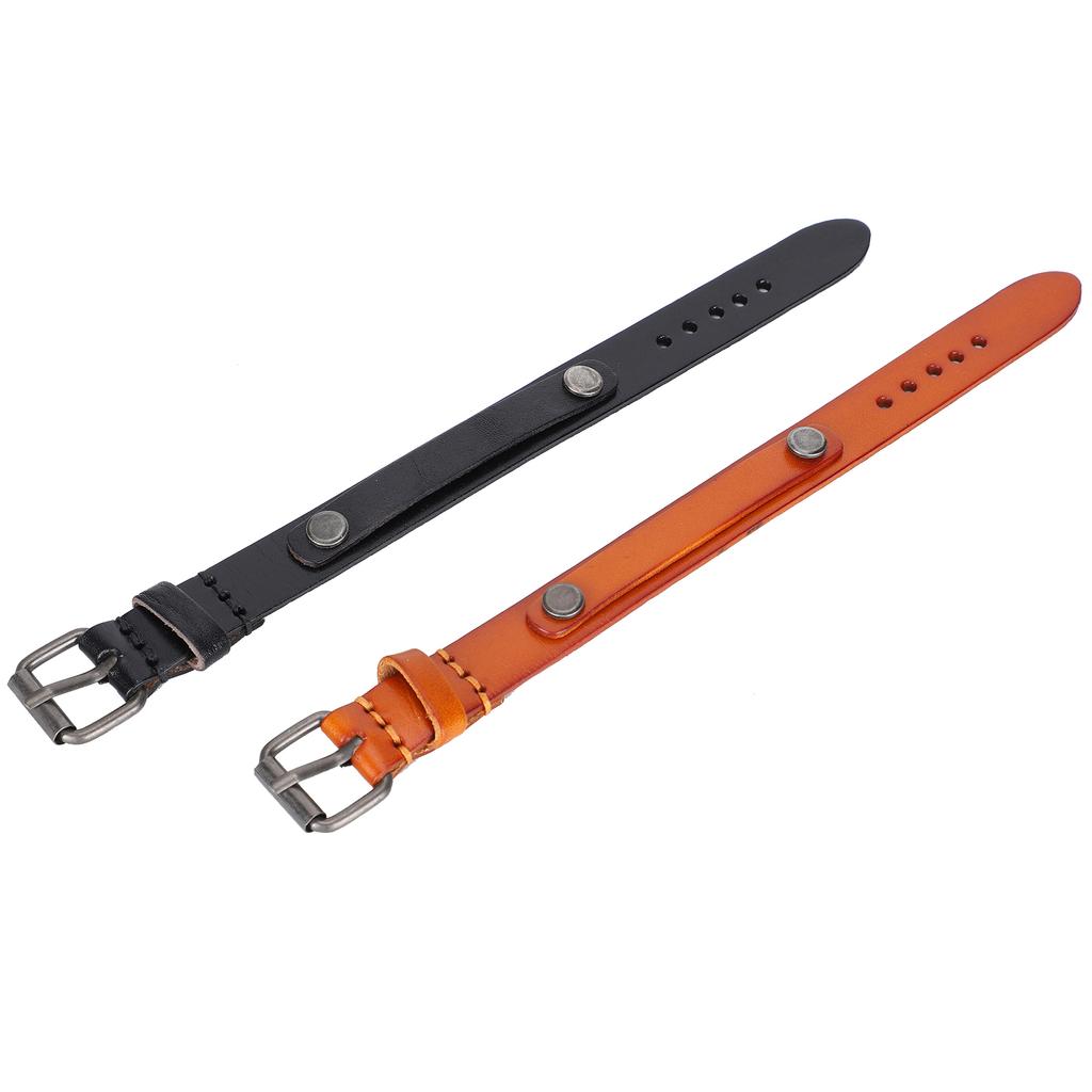 2 stk Ekte Lærarmbånd Justerbar Spenne Punk Vintage Armbånd Hånddekorasjon