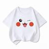 Potdemiel Kids Cotton Tshirt Cute Pikachu Face Print Summer Short Sleeve Breathable Crew Neck Boys Girls Casual Tops