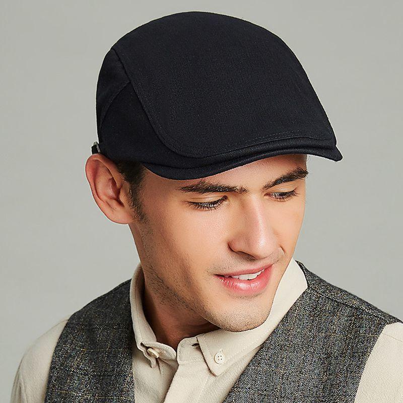 Men's British Ivy Cap Fashion Big Head Men Spring and Summer Leisure Beret Male Solid Cotton Newsboy Hat 55-60cm