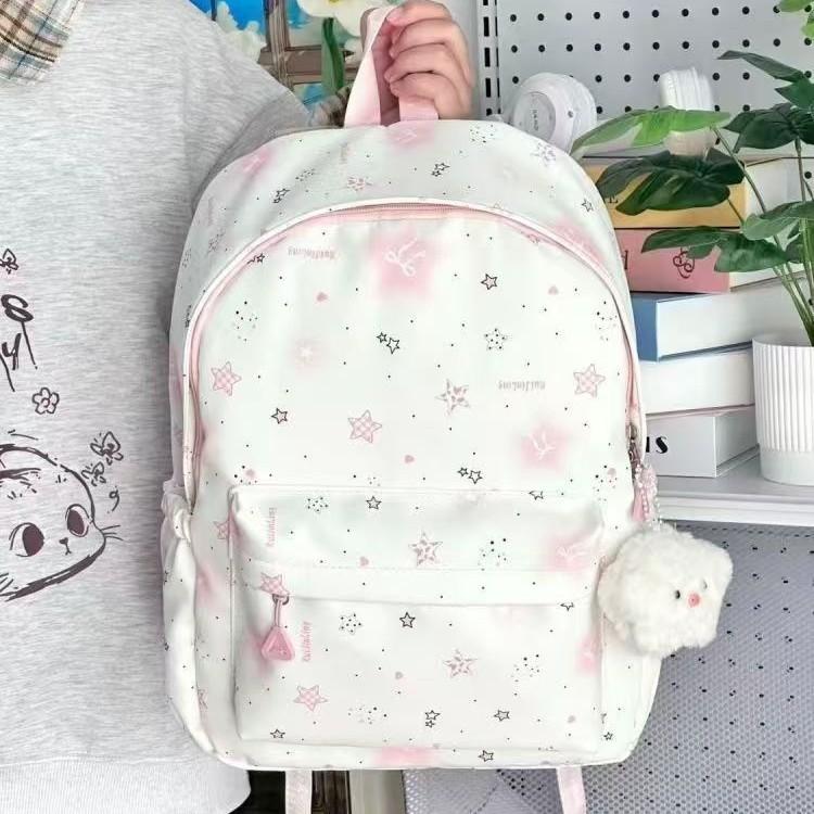Schoolbag Korean Version Ins High-value Backpack, Junior High School and Junior High School Schoolbag, Casual Fresh and Sweet Large-capacity Backpack.