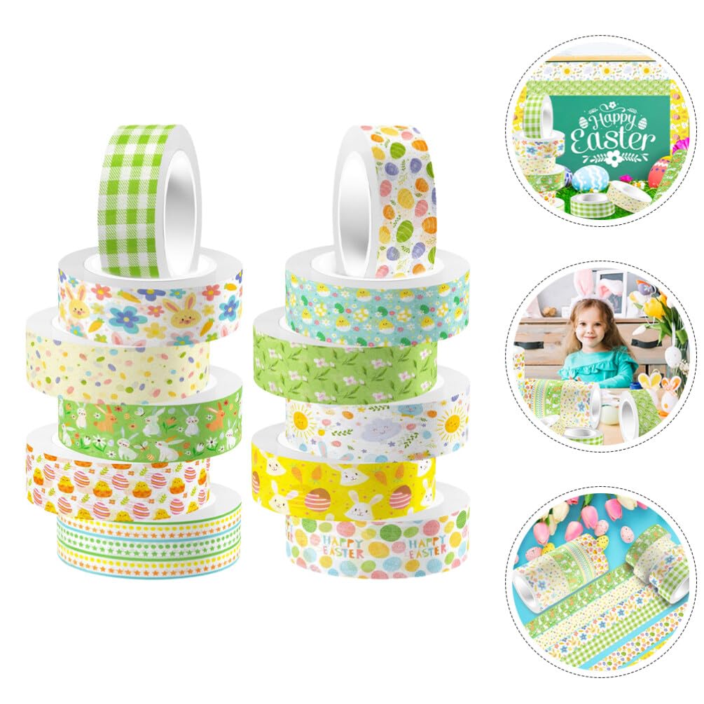 SEWACC Easter Masking Tape Set Washi Paper Stickers Spring Bunnies Decorative Adhesive Tape DIY Assorted Colors 5m Length x 15mm Width Perfect for