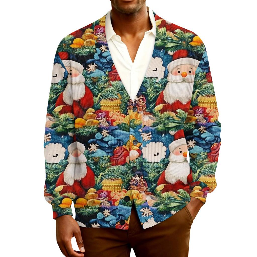 Men's Ribbed Knit Long-Sleeve Cardigan