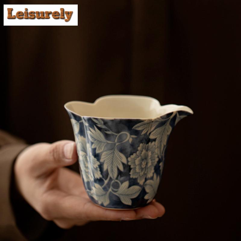 150ML Soda Glasur Yuan Blau und Weiß Keramik Teekanne Teeverteiler Cha Hai Spender Gerechtigkeitsbecher Fair Becher Teegeschirr Zubehör