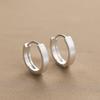 New 925 Silver Hoop Earrings Clip Matte Circle Geometric Punk For Women Girl Gift Jewelry