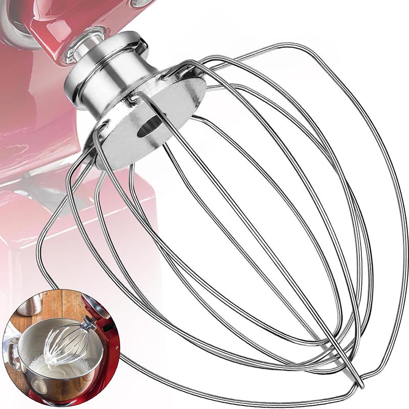

6-проволочная насадка-венчик подходит для миксера Kitchenaid с наклонной головкой, замена K45Ww, нержавеющая сталь, взбиватель для яиц и густых сливок серебряный