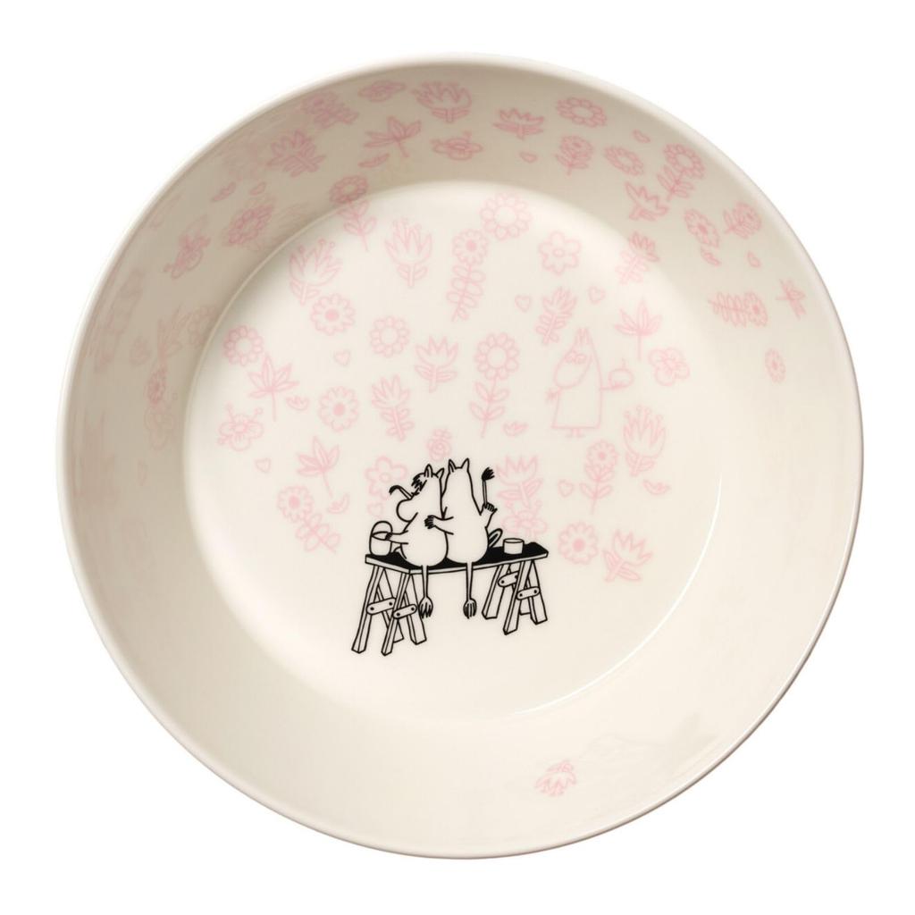 Moomin Classic LOVE 30th Anniversary Serving Microwave and Dishwasher 23cm [Official Import] Bowl, Safe, Pink,