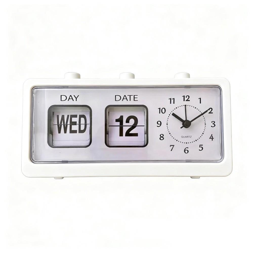 Date Week Manual Page-flipping Calendar Clock Electronic Table Clock Mechanical Alarm Clock  School