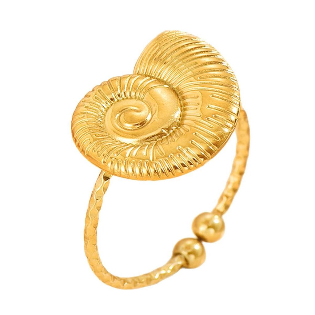 Stainless Steel Seashell Ring - Casual Vacation Marine Life Jewelry for Women