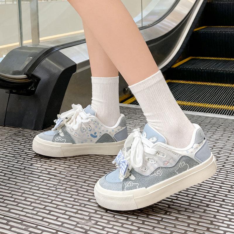 Dopamine Bread Little White Shoes Women's 2025 Spring and Autumn New Thick-soled Casual Niche Bow Versatile Student Board Shoes