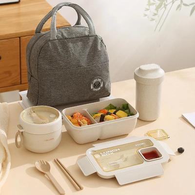 Bento Box Water Cup/soup Bowl with Grease Proofing Storage Bag Portable Lunch Box Set for School Students Office Workers Picnic