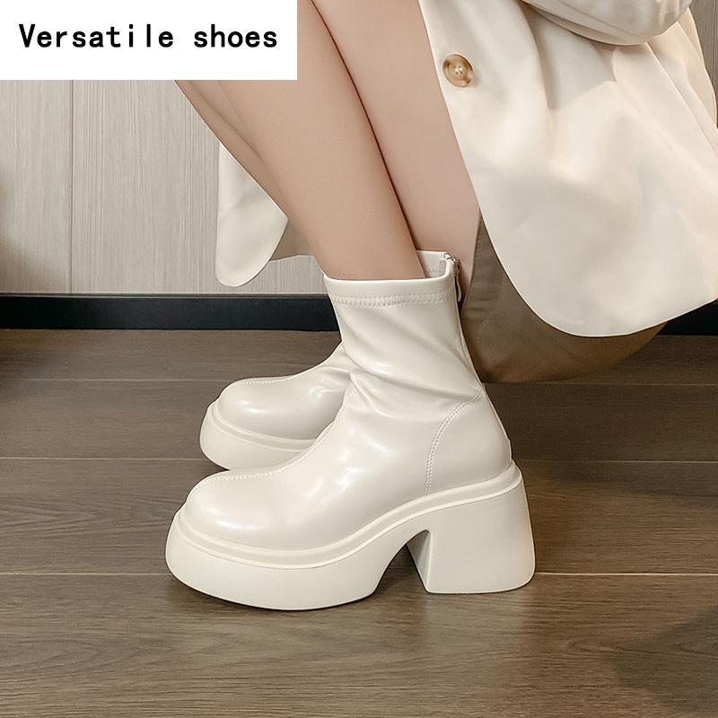 Platform Thick Heel Women Ankle Boots Fashion Modern Short Booties Winter Ladies Concise Largas Booties