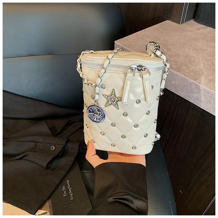 

Rhombus chain bag new trend fashion mobile phone bag versatile messenger bag small square bag белый
