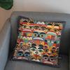 2D Jaguar Faces With Ethnic Pattern Pillow Cover Pattern Cushion Cover Suitable For Sofa Bedroom Car Pillow Cover