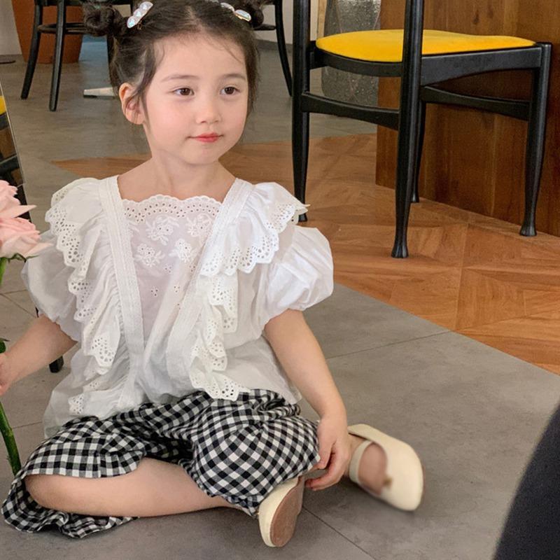 Kinder karierte Anti-Mücken-Hose, elastische Taille, Freizeithose