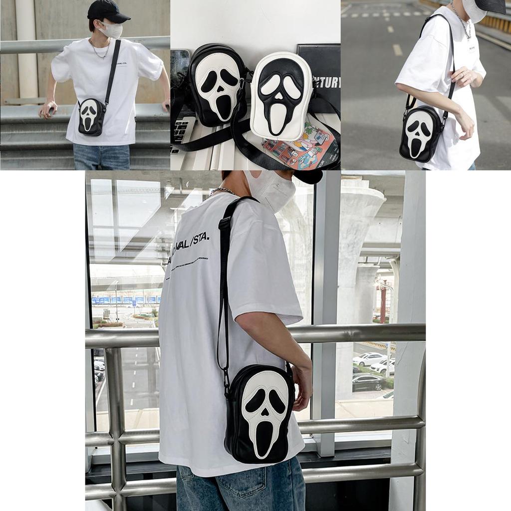 Trendy Ghost Skull Crossbody Bag Small Pu Shoulder Bag For Men And Women