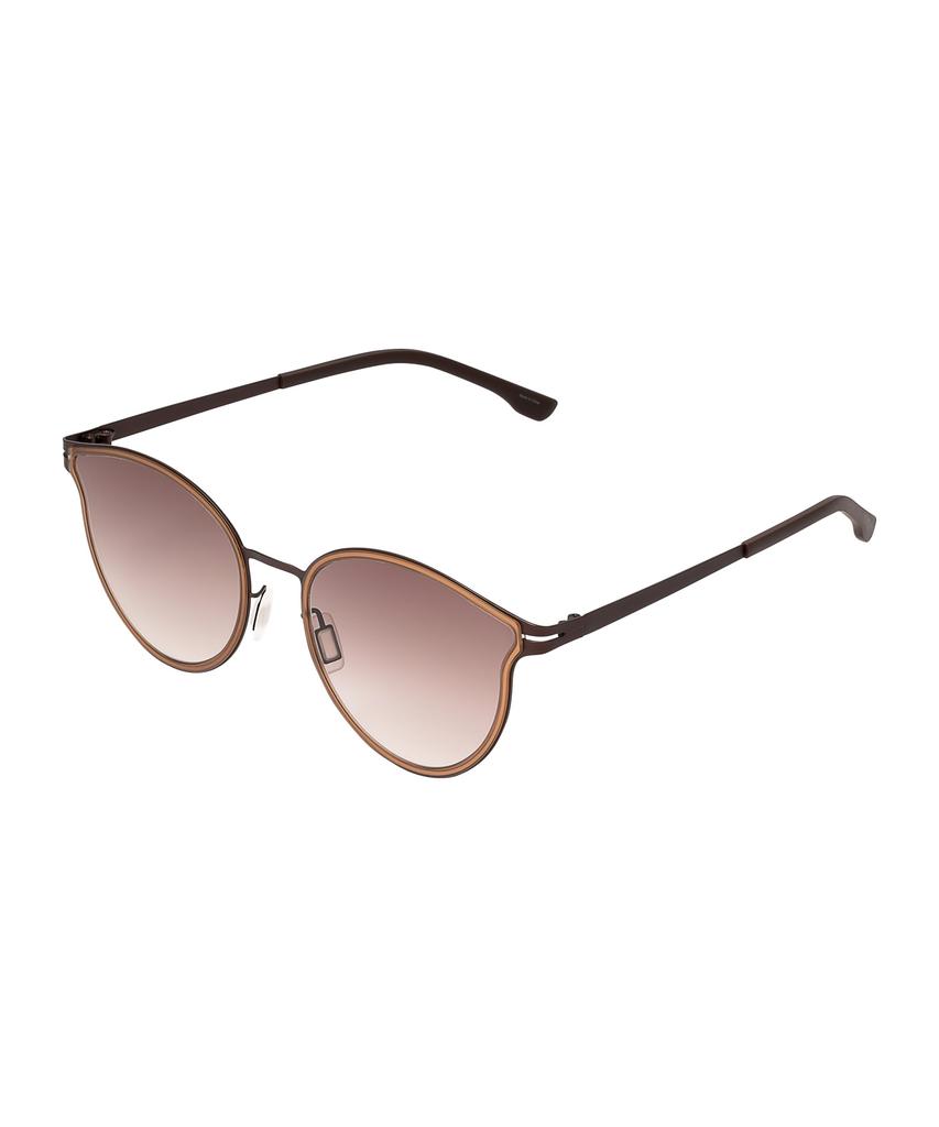 Heonteoaiweeo [Woman] Round Thin Metal Sunglasses - Brown Htb22