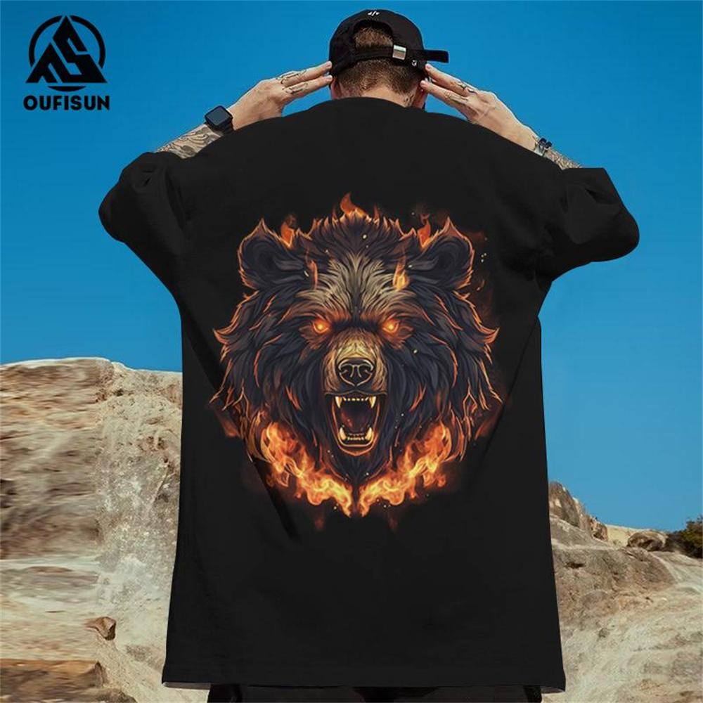 2024 neue Herren T-Shirt Hip Hop Tops Street Männer Trend Animal Print Bluse Sommermode Kurzarm T-Shirt Kleidung