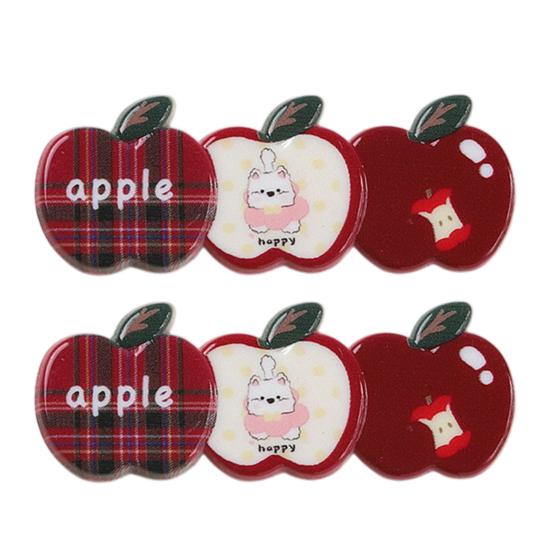 

2Pcs Girl Hairpin Plaid Design Childlike Fruit Shape Acrylic Hair Clips Side Bang Hair Pin New Year Hair A