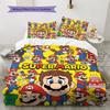 Super Mario Pattern Bedding Quilt Set Quilt Cover Pillowcase Home Birthday Gift(1 * duvet cover + 2 * pillowcase, without core)