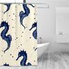 1pc Navy Blue Seahorse & Star Shower Curtain, Durable Polyester, Easy Clean, Space Theme